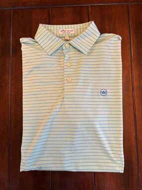 Peter Millar Summer Comfort Striped Golf Polo Short Sleeve Shirt Medium